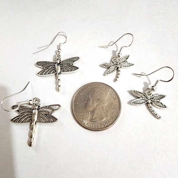 Silver Dragonfly Earring  set B - Picture 3 of 5